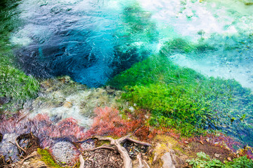 The Blue Eye - Syri i Kaltër, water spring near Muzinë in Vlorë County, southern Albania, Europe