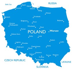Vector map of Poland | Outline detailed map with city names