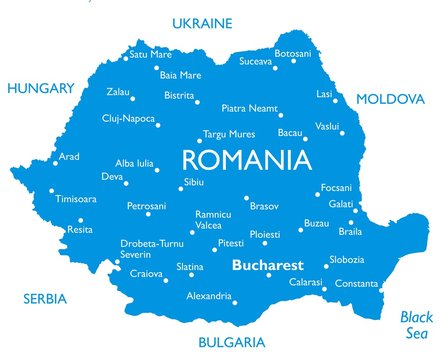Vector map of Romania | Outline detailed map with city names