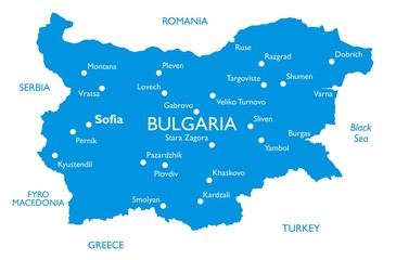 Vector map of Bulgaria | Outline detailed map with city names