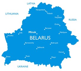 Vector map of Belarus | Outline detailed map with city names
