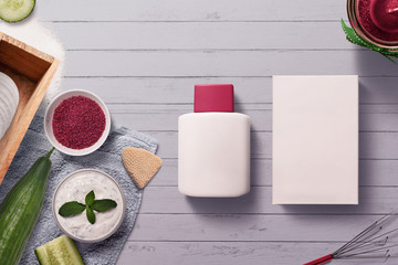 spa packaging design scene with natural ingredients
