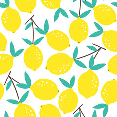 Seamless pattern with lemons on a white background. Vector