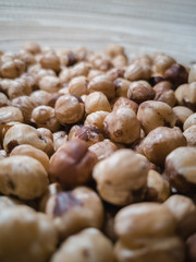 roasted and poorly peeled hazelnuts