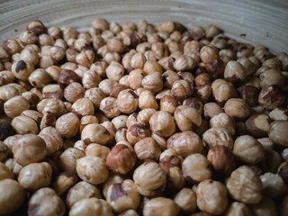 roasted and poorly peeled hazelnuts
