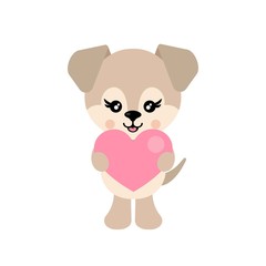 cartoon cute dog vector with heart