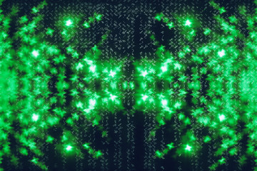 Green blue matrix digital background. Abstract cyberspace concept. Characters fall down. Matrix...