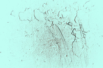 Vintage cyan background. Rough painted wall of hazel color. Imperfect plane of brown colored. Uneven old decorative toned backdrop of blue tint. Texture of azure hue. Ornamental stony surface.