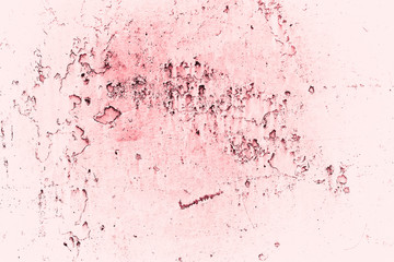 Vintage pink background. Rough painted wall of fiesta color. Imperfect plane of rosy colored. Uneven old decorative toned backdrop of rouge tint. Texture of pink hue. Ornamental stony surface.