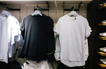 Clean classic white and black t-shirt. Ready to replace your design or logo