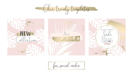 Elegant Social Media Trendy Chic Gold Rose banner Templates 