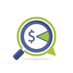 Vector illustration icon with media communication and review concept, to access information about taxation.