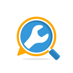 Vector illustration icon with media communication and review concept, to access information about repairs, settings