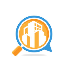Vector illustration icon with media communication and review concept, for building inspection information access