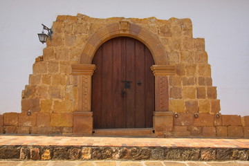 Historical door in Barichara in Colombia