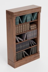 Realistic 3D Render of Bookshelf with Books