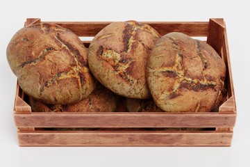 Realistic 3d Render of Breads in Box