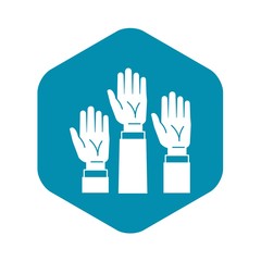 Hands up icon. Simple illustration of hands up vector icon for web design isolated on white background