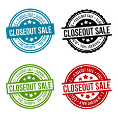 Closeout Sale Round Stamp Collection. Eps10 Vector Badge.