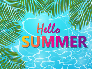Fototapeta na wymiar Summer background design With palm tree leaves, creative ideas for summer vector