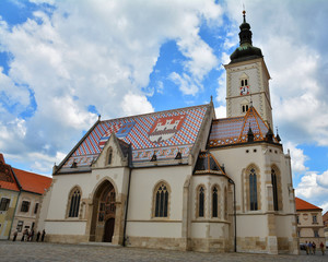 Fototapeta na wymiar St. Mark's Roman Catholic Church in Upper Town (Gornji Grad) of Zagreb , Croatia
