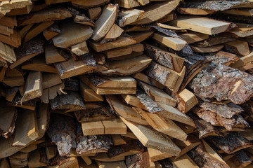 A pine boards piled in a pile background