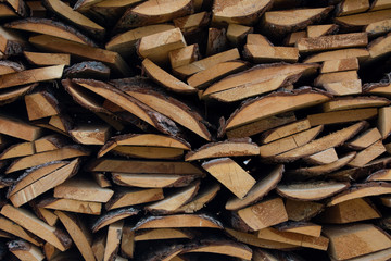 A pine boards piled in a pile background