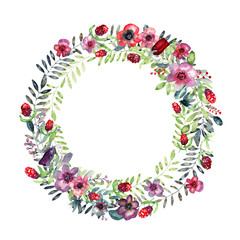watercolor pansy wreath