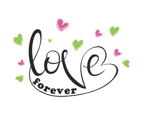 illustration of lettering with a word love inside, greeting card, prinded t shirts, other various jobs