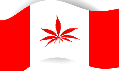 Illustration of canadian flag with marihuana inside