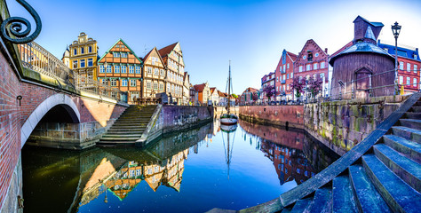 old town of stade in north germany - obrazy, fototapety, plakaty