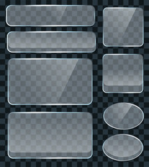 Vector transparent glass design elements for game and web. Glass surface background
