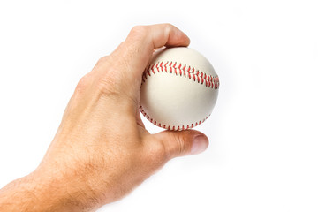 beautiful in the hands of a baseball on a white background myach