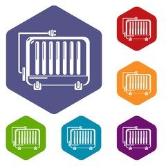 Electric battery icons vector colorful hexahedron set collection isolated on white