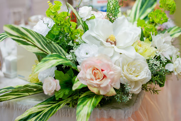 wedding arch close-up. Wedding accessories. white flowers decor