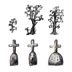Set of cemetery elements