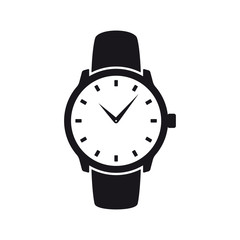 Black vector classic wristwatch. Isolated on white background