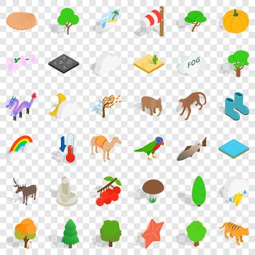 Animal icons set. Isometric style of 36 animal vector icons for web for any design