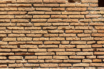 Ancient Roman brick wall in Ostia Antica Rome Italy