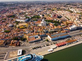 Obraz premium Aerial view of Lisbon city with National Pantheon, Portugal