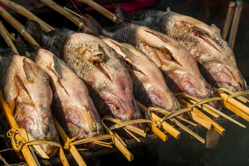Fish on the bbq, close up