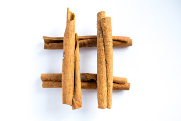 cinnamon sticks isolated on white background