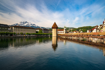 Reuss river in the historic center of Lucerne, Switzerland