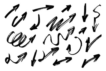 Fototapeta Set of hand drawn grunge arrows. Vector illustration. obraz