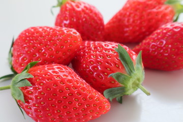 fresh strawberries on white background
