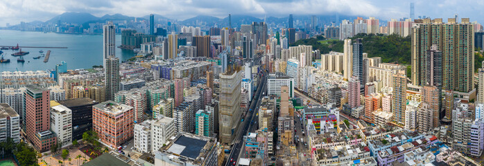 Plakat Aerial view of Hong Kong residential district