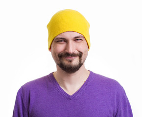 humorous funny male portrait on white background