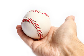 beautiful in the hands of a baseball on a white background myach