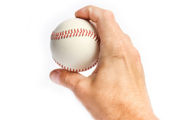 beautiful in the hands of a baseball on a white background myach