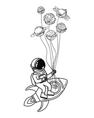 silhouette of astronaut with spacesuit in the space